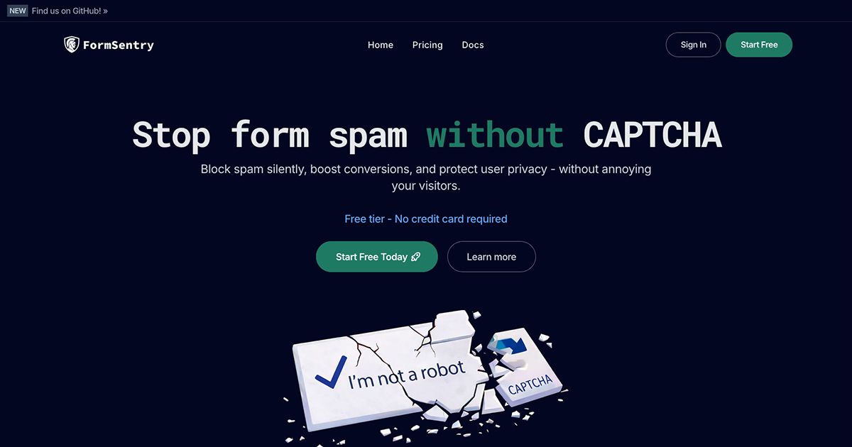 FormSentry Pricing | CAPTCHA-Free Form Spam Protection — FormSentry